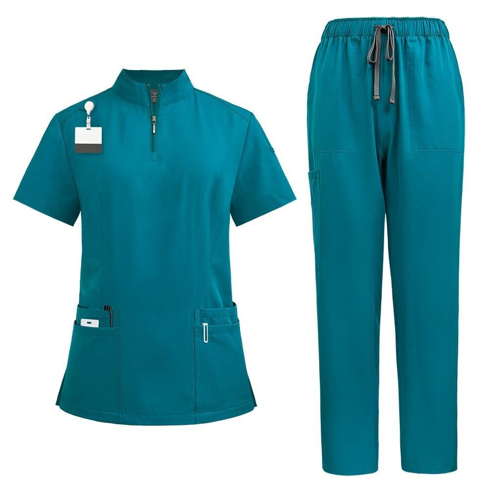 Medical Nurse Hospital Scrub With Ban Collar